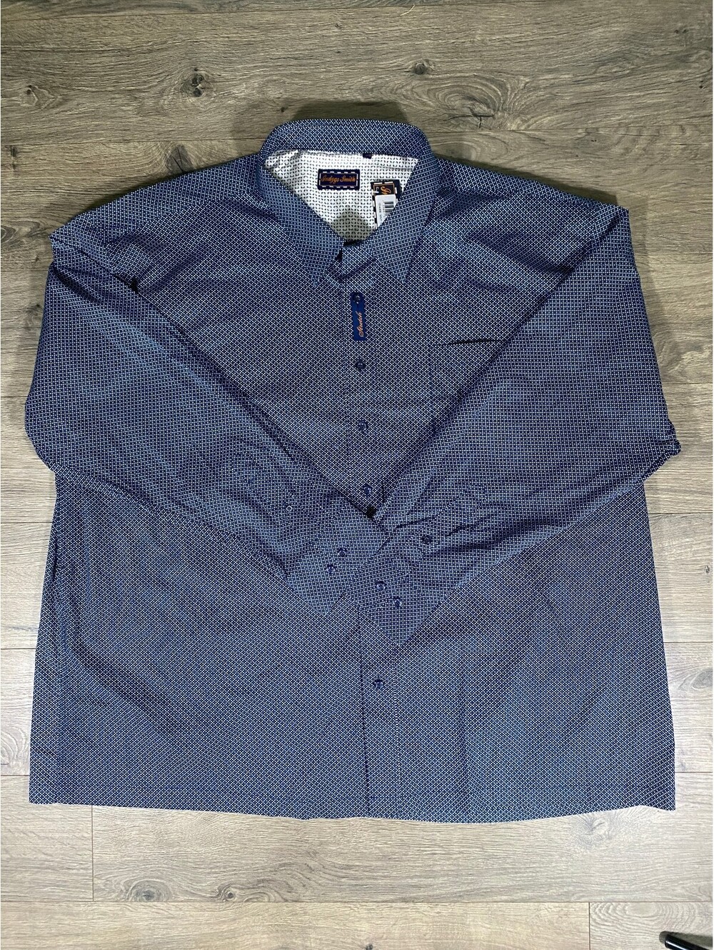Indygo Smith Shirt Mens 3XB Navy Micro Dot Long Sleeve Button Up NWT Big Tall